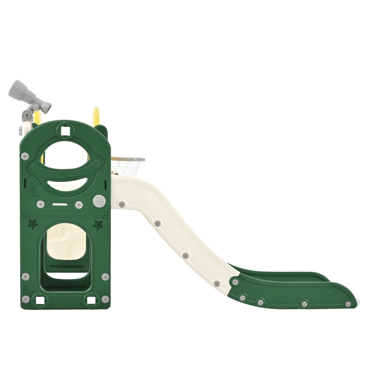 Kids Slide Playset Structure 7 in 1, Freestanding Spaceship Set with Slide, Arch Tunnel Yellow + HDPE eprolo