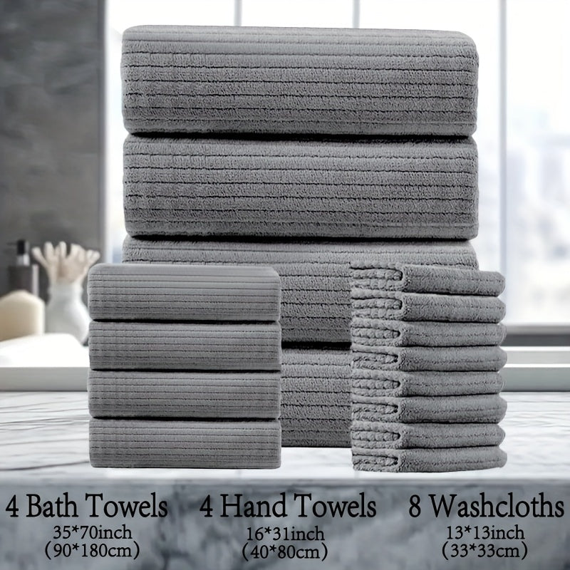 16 Piece Microfiber Bath Towel Set - Quick-Dry & Absorbent