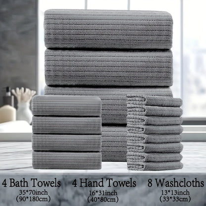 16 Piece Microfiber Bath Towel Set - Quick-Dry & Absorbent