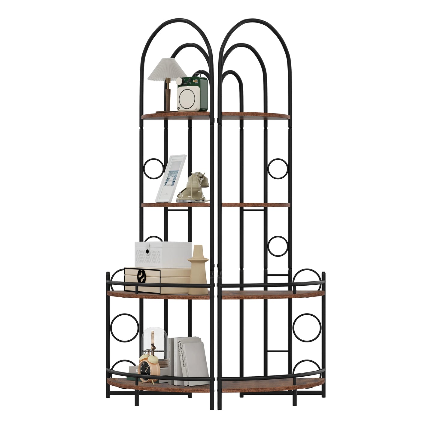 4-Tier Corner Bookshelf, Modern Style, Plant Stand with Metal Frame - Shello's Creative Boutique