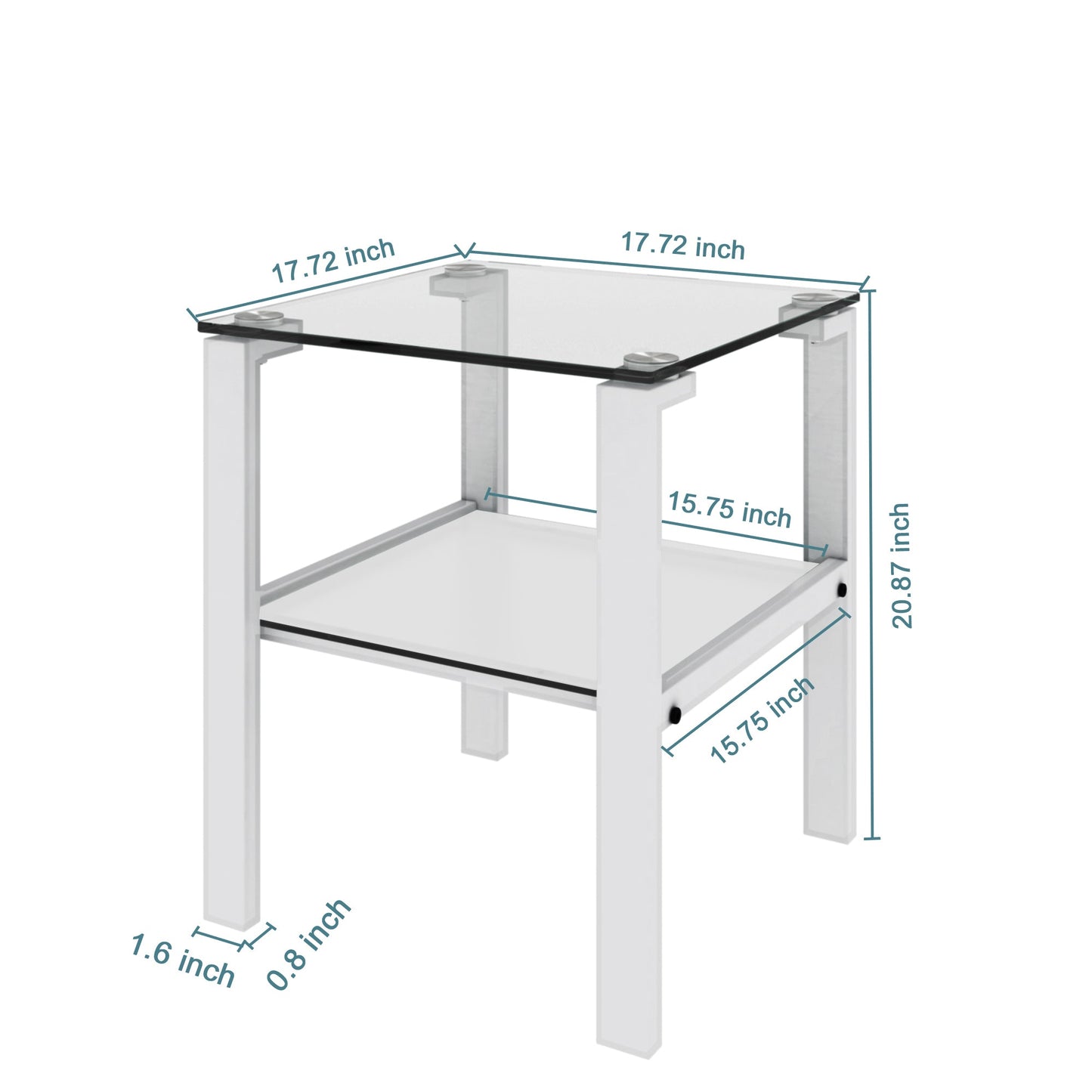Glass two layer tea table small round table bedroom corner table living room white side table(White) eprolo