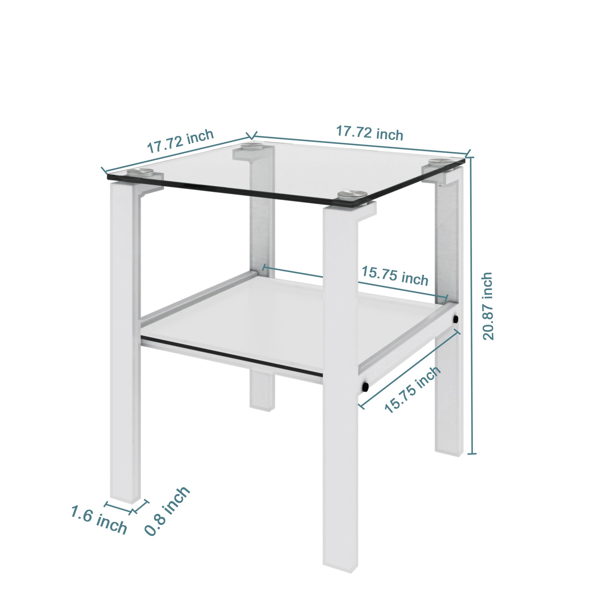 Glass two layer tea table small round table bedroom corner table living room white side table(White) eprolo