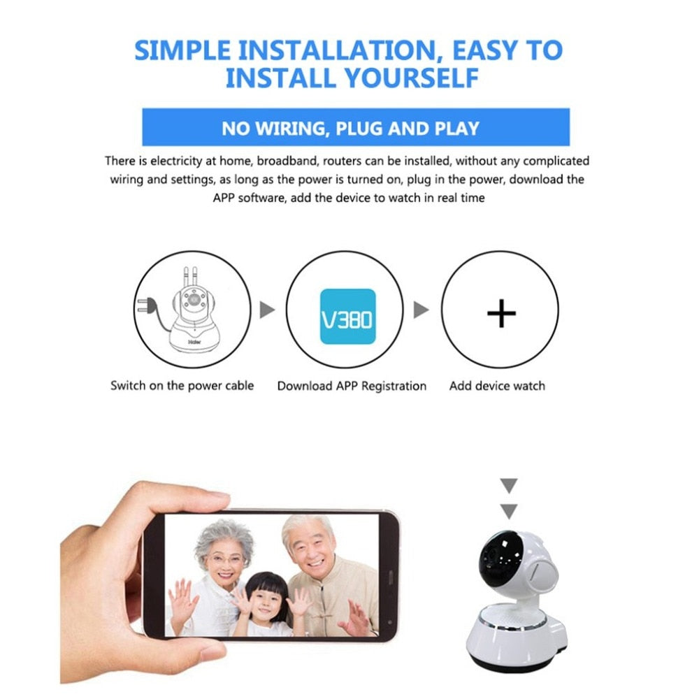 Baby Monitor Portable WiFi IP Camera 720P HD Wireless Smart Baby Camera Audio Video Record Surveillance Home Security Camera eprolo