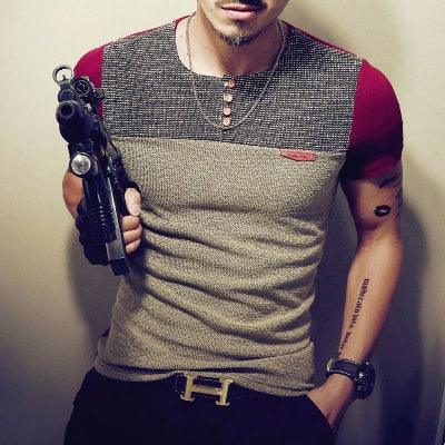 Men's Casual Patchwork Short Sleeve T-Shirt - Shello's Creative Boutique