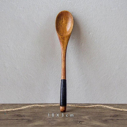 Japanese Nanmu Winding Spoon and Fork Set Wooden Coffee Stirring Spoon Wooden Spoon and Fork - Shello's Creative Boutique