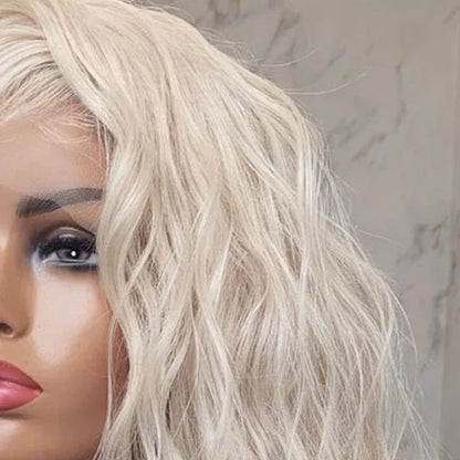 Wig 60# Ladies Front Lace Chemical Fiber To Shoulder Short Curly Wig Headgear - Shello's Creative Boutique
