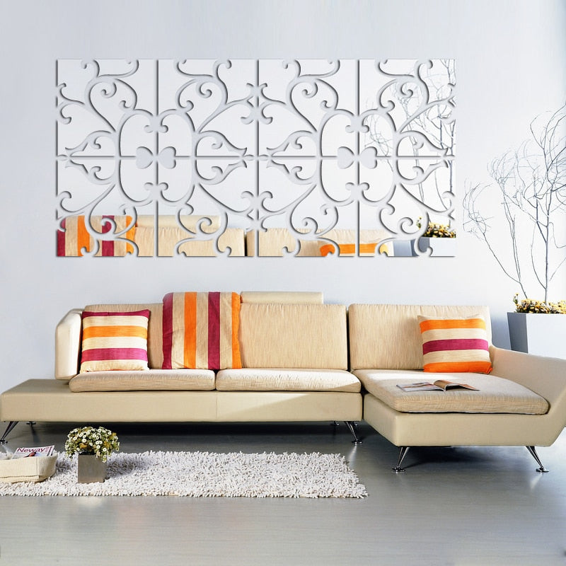 3D Wall stickers decorative living home modern acrylic large mirror still life surface fashion diy wall sticker eprolo