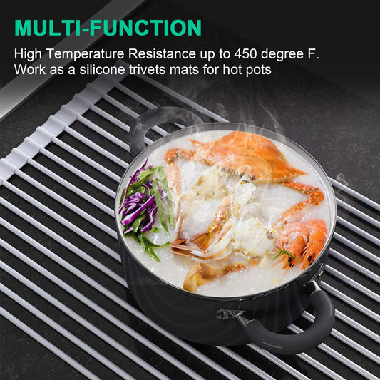 Roll Up Dish Drying Rack, Over The Sink Dish Drying Rack Kitchen Rolling Dish Drainer, Foldable Sink Rack Mat Stainless Steel Wi eprolo