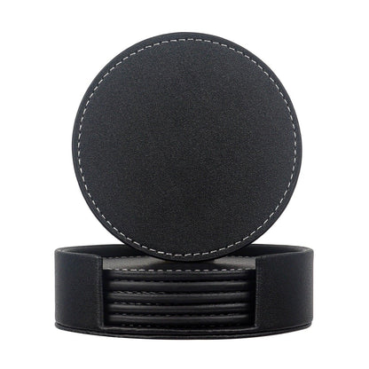 Creative PU leather coaster Exquisite insulated tea water cushion Square leather coaster - Shello's Creative Boutique