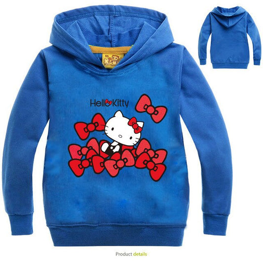 Classic Cartoon Hello Kitty Printing Hoodies Long Sleeve Casual Cotton Autumn Sweatshirts Cute Baby Gifts Clothing For Children eprolo