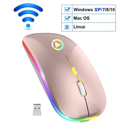 Wireless Mouse Bluetooth RGB Rechargeable Computer Silent Mause LED Backlit Ergonomic Gaming Mouse For PC Laptop - Shello's Creative Boutique