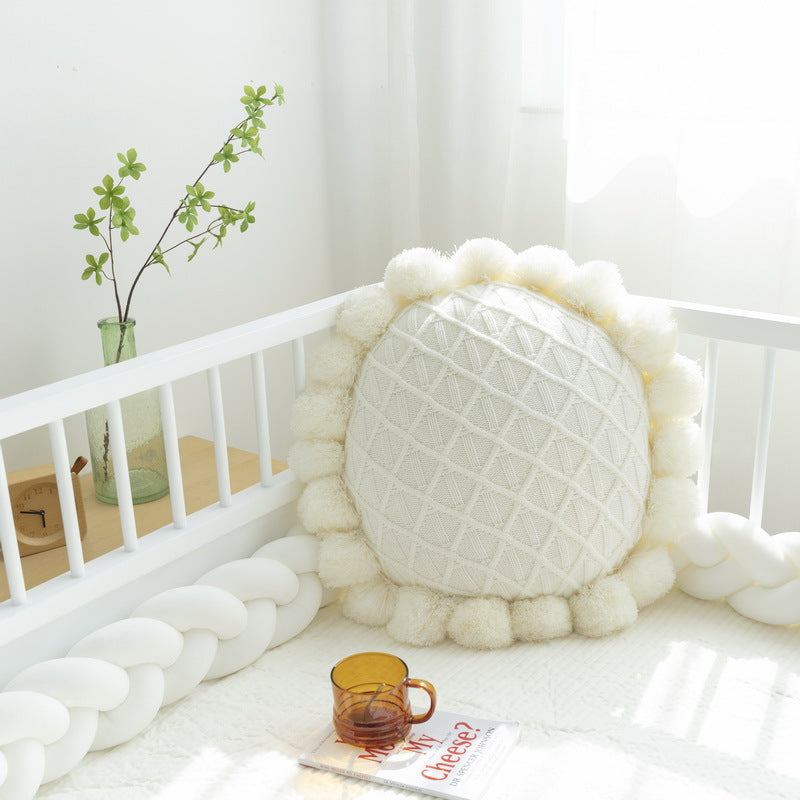 Sunflower Thickened Knitted Pillow Homestay Sofa Cushion Cover Living Room Bedside Pillow Waist Pillow Simple Cushion