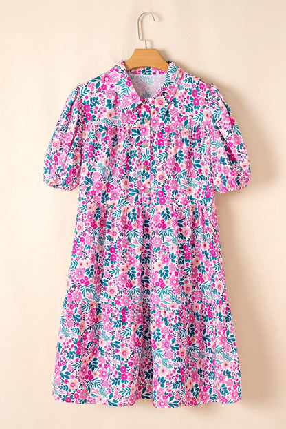 Plus Size Floral Puff Sleeve Dress - Romantic Elegance with a Boho-Chic Twist! - Shello's Creative Boutique