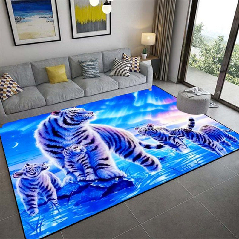 3D Three-Dimensional Animal Tiger Carpet - Realistic Living Room Floor Mat - Coffee Table Sofa Rug