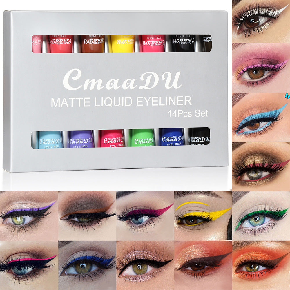 CmaaDu 14 color liquid eyeliner set matte  quick drying  long lasting  no smudge Shello Creative Boutique