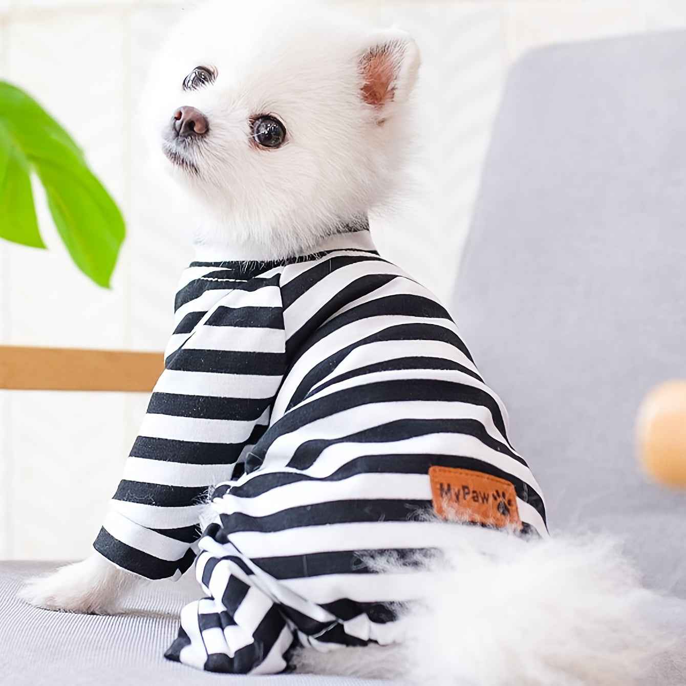 Year-Round Cozy Knit Pajamas for Small Dogs & Cats - Easy Pullover, Stretch Comfort, Stylish Stripes
