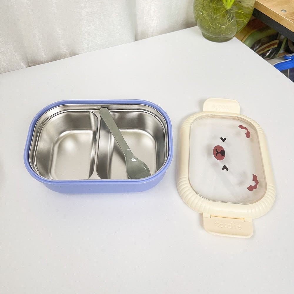 Cartoon cute bear stainless steel portable compartment lunch box with lid eprolo