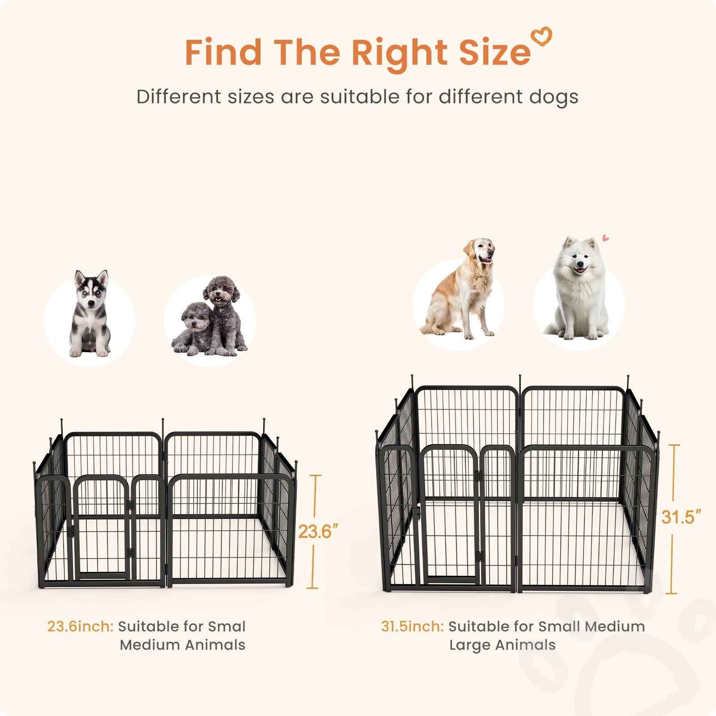 8-Panel Outdoor Dog Fence - 80cm Portable Pet Playpen (Black, 67cm W x 80cm H)