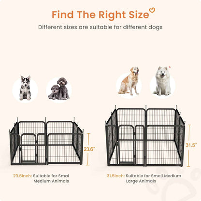 8-Panel Outdoor Dog Fence - 80cm Portable Pet Playpen (Black, 67cm W x 80cm H)