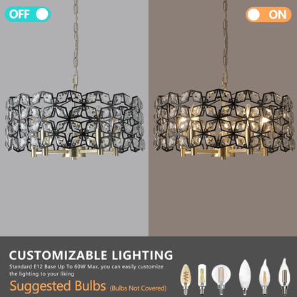 Modern Crystal Chandelier for Living Room – Luxury Round Crystal Lamp for Home Décor Light Fixture - Shello's Creative Boutique