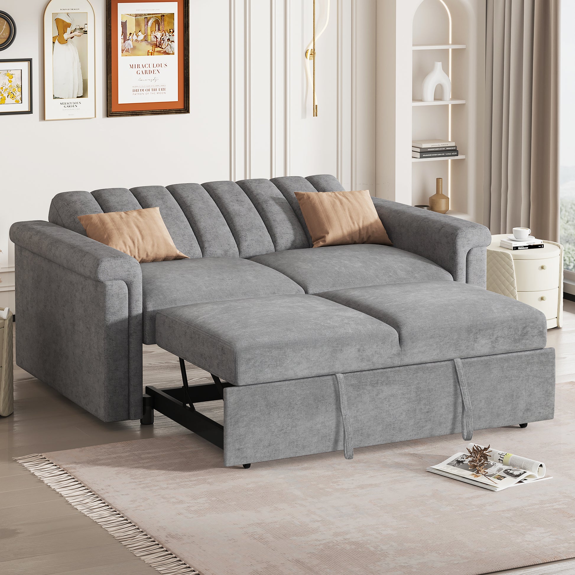 U_STYLE Convertible Soft Cushion Sofa Pull Bed ,for Two People to Sit On eprolo