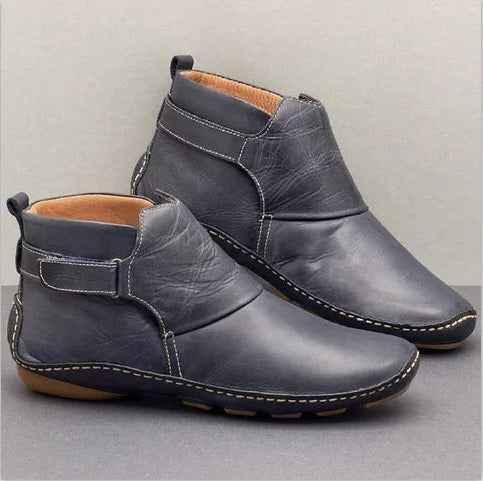 Women's Velcro Martin Boots - Flat Ankle Boots - Shello's Creative Boutique