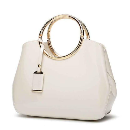 One-Shoulder Patent Leather Handbag for Weddings - Shiny Crossbody Design - Shello's Creative Boutique