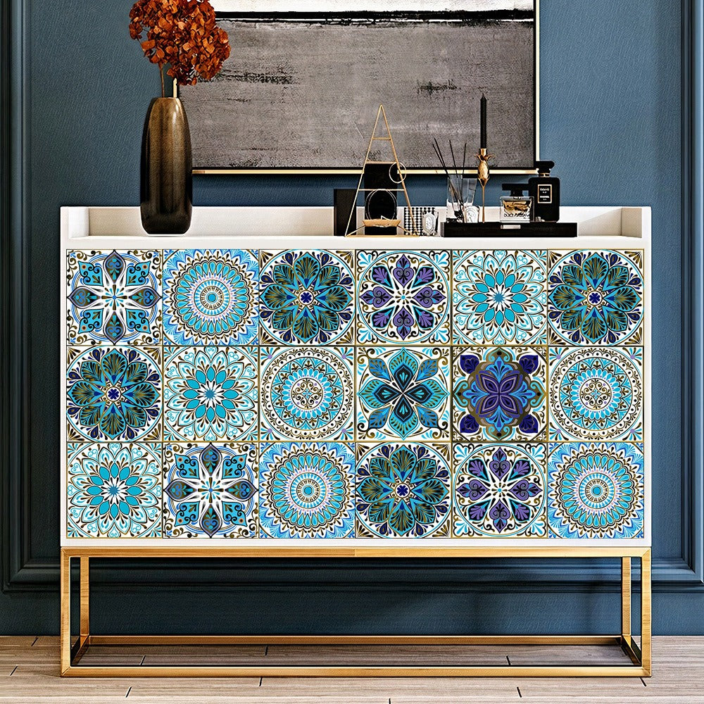 10 Piece Set Of Datura Mosaic Small Flower Imitation Ceramic Tile Sticker For Home Renovation Kitchen And Bathroom Decoration Self-Adhesive Wall Sticker