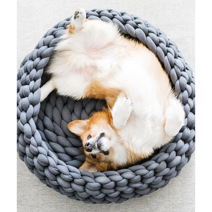 Braided Dog Bed - Soft Warming Pet Nest with Cave Design (4 Sizes)