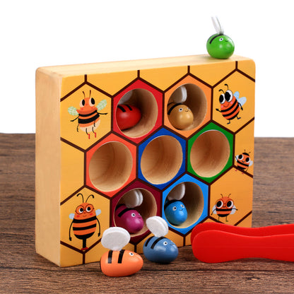 Logwood baby wooden Novelty & Gag Toys Beehive game learning Education toy Bee table game Children gifts eprolo