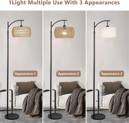 Arc Floor Lamp – Stylish Boho Lighting with Smart Features - Shello's Creative Boutique