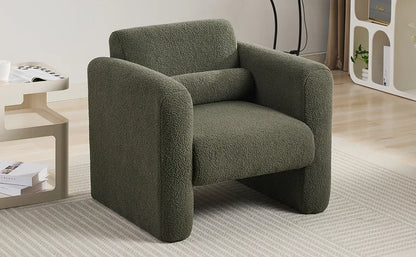 Modern style chair with Sheepskin Sherpa fabric soft cushion, armchair, soft with backrest and pillow - Shello's Creative Boutique