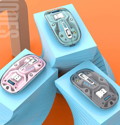 Bluetooth wireless transparent mouse mute dual-mode desktop computer laptop office business USB - Shello's Creative Boutique