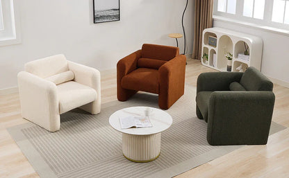 Modern style chair with Sheepskin Sherpa fabric soft cushion, armchair, soft with backrest and pillow - Shello's Creative Boutique