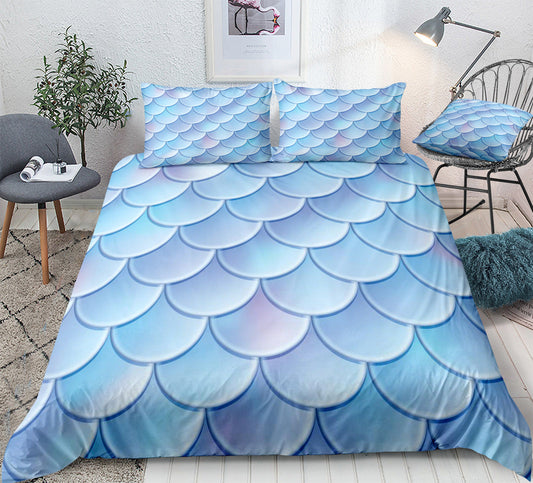 Mermaid Pattern Fish Scales Three Or Four Pieces Household Quilt Cover Bedding eprolo