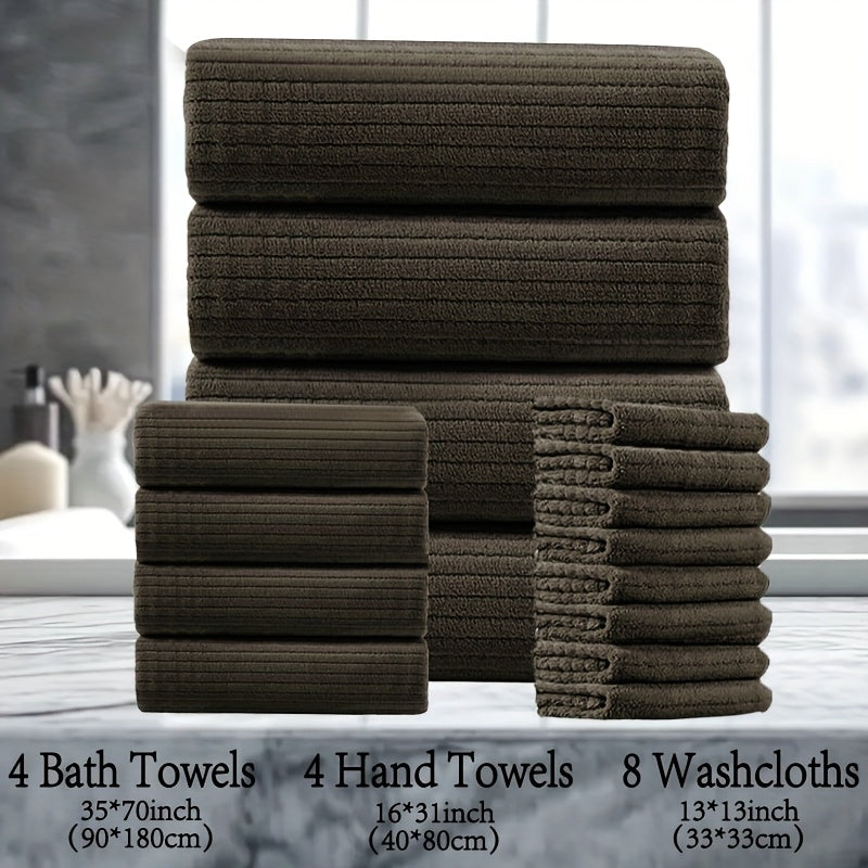 16 Piece Microfiber Bath Towel Set - Quick-Dry & Absorbent