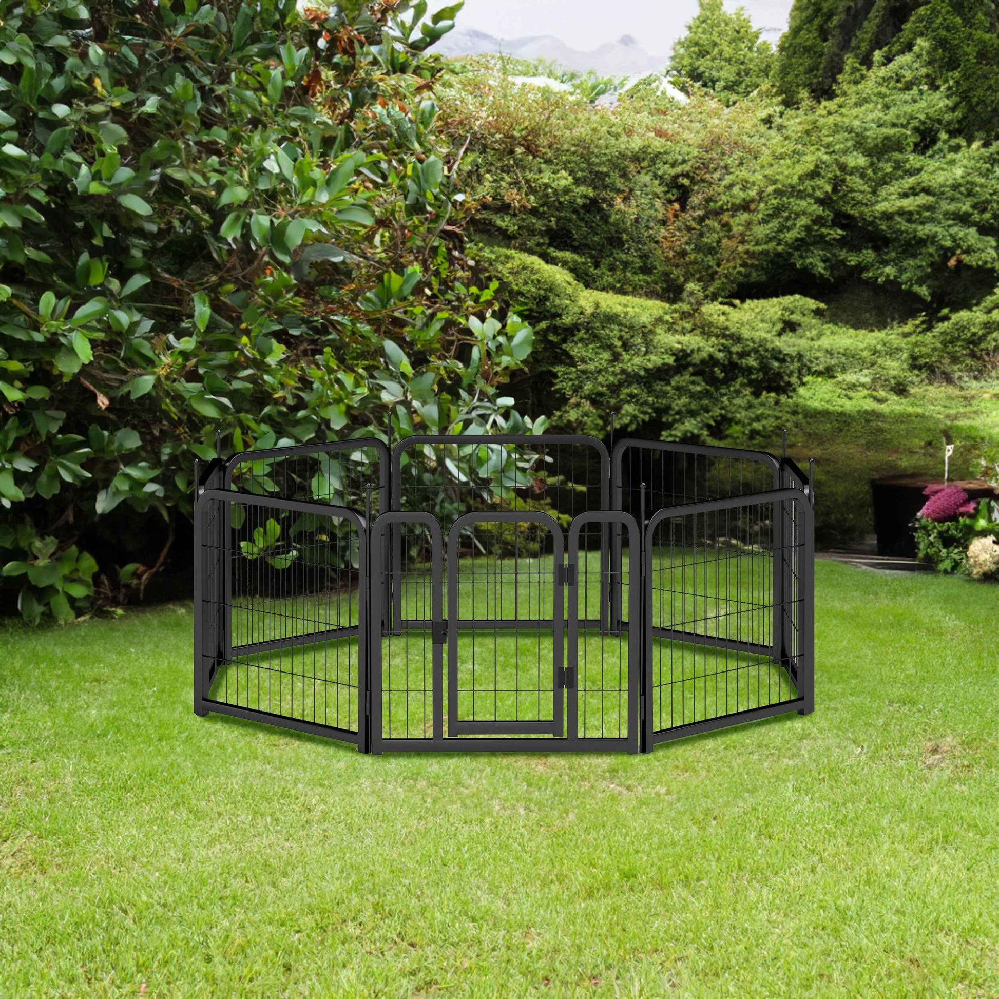 8-Panel Dog Fence - 24" Portable Indoor/Outdoor Pet Pen