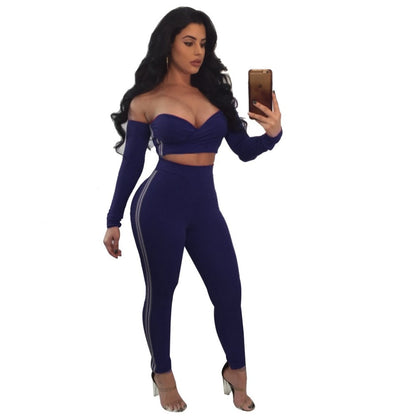 Sexy two piece set Short tube tops Pencil Pants Plus size women tracksuit womens two piece sets Fashion outfits eprolo