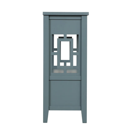 Farmhouse Pine Console Table - 36" Entry Table with 4 Drawers & Storage Shelf in Blue - Shello's Creative Boutique