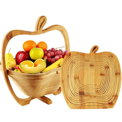 Folding Fruit Basket Creative Fashion Crafts Fruit Storage Basket Wooden Layer Tripod Bowl Outdoor Camping Supplies - Shello's Creative Boutique