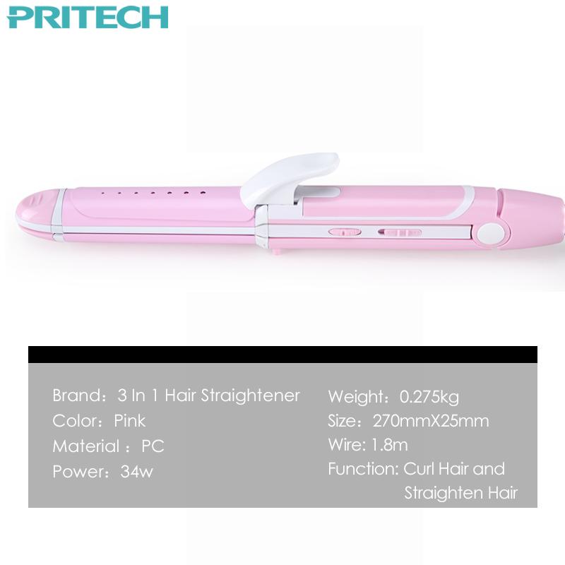 Pritech New Electric 3 In 1 Hair Straightener Curling Irons For Wet&Dry Professional Hair Curler Styling eprolo