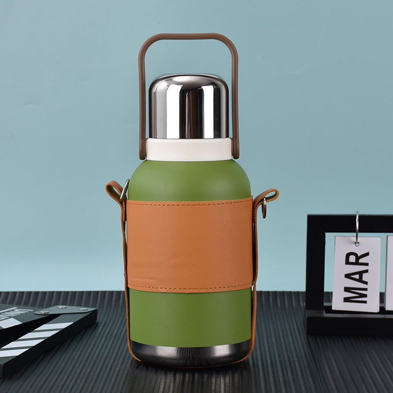 Large capacity 316 stainless steel sports water bottle outdoor with carrying rope portable travel pot double vacuum thermos cup eprolo