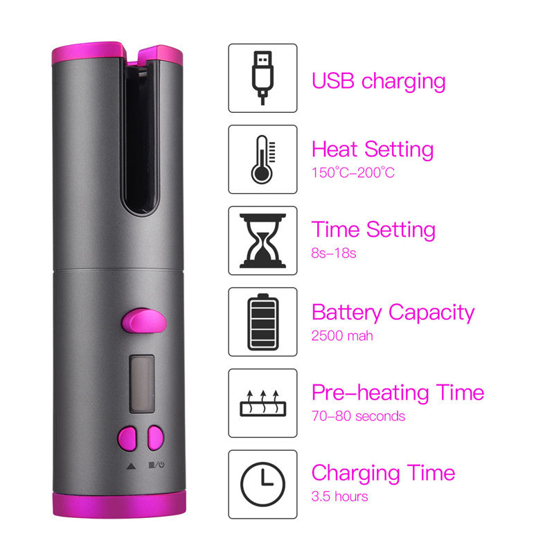 Unbound Automatic Hair Curler Cordless Electric Curling Roller Professional Ceramic Hair Waver Rechargeable Auto Curler Curls eprolo