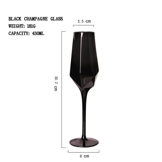 Pure Black Crystal Golden Edge Wine Glass – Light Luxury Stemware for Elegant Living - Shello's Creative Boutique
