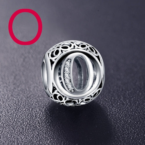 Real 925 Sterling Silver Vintage Clear Letter Bead Charms Fit Pandora Women Charm Bracelets Silver Jewelry eprolo