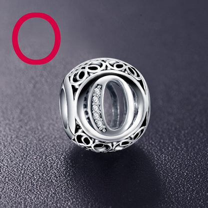 Real 925 Sterling Silver Vintage Clear Letter Bead Charms Fit Pandora Women Charm Bracelets Silver Jewelry eprolo