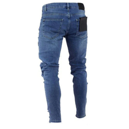 Men's Ripped jeans Badge Letters Hip-hop Skinny Jogging Denim Fashion Pencil Long Trousers Distressed Jeans For Men Clothing - Shello's Creative Boutique