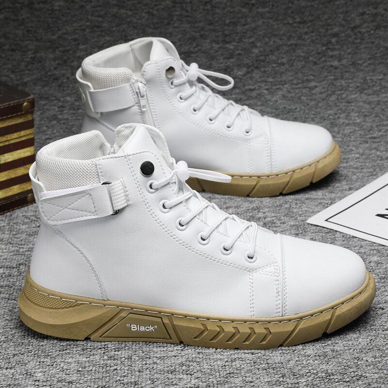 Men's shoes new autumn and winter leather plush Martin boots casual men's running high rise sports shoes - Shello's Creative Boutique