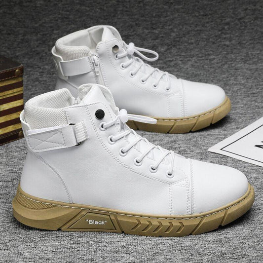 Men's shoes new autumn and winter leather plush Martin boots casual men's running high rise sports shoes - Shello's Creative Boutique