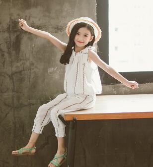 Girls Clothing Sets Summer Children Sports Suit Striped Tops + Pants Two-piece Sets KidsTracksuit Teenager Girls Clothes - Shello's Creative Boutique